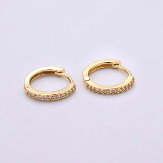 Elegant Gold & Rhinestone Huggie Hoop Earrings by Lauren Kenzie with Lifetime Warranty - Chic Jewelry Accessory