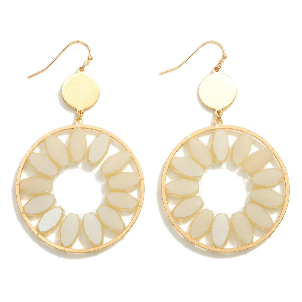 Ivory Bead Circular Drop Earrings - The Gypsy Belle Boutique