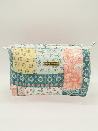 Simply Southern Blue & Pink Quilted Makeup Bag
