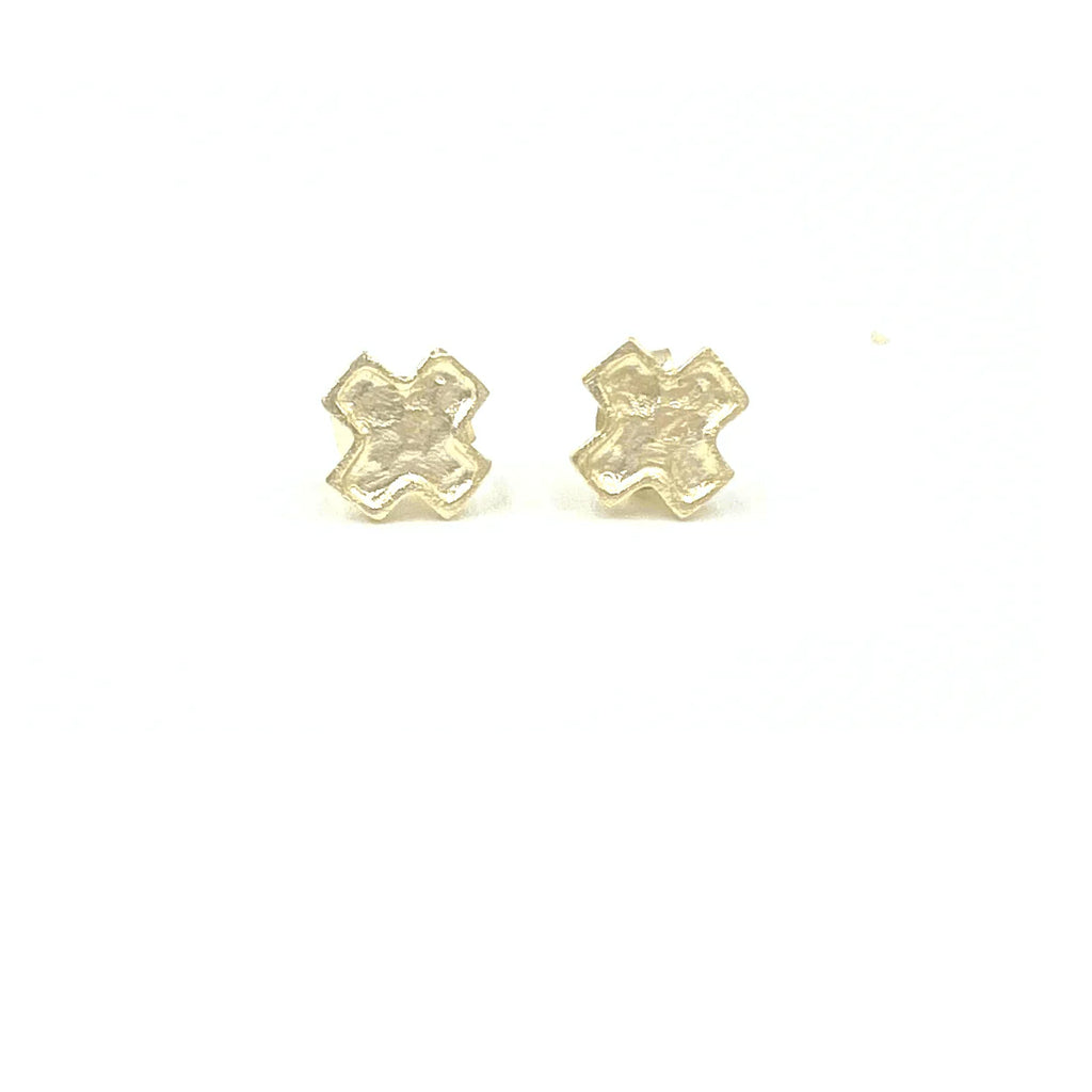 Erin Gray Gold Hammered Cross Stud Earrings - The Gypsy Belle Boutique