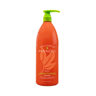 California Mango Daily Conditioner bottle in orange with green pump dispenser, 33.8 fl oz.
