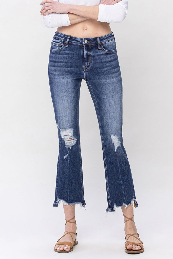 FINAL SALE Lovervet - LV1163 MidRise Cropped Kick Flare Jeans - The Gypsy Belle Boutique