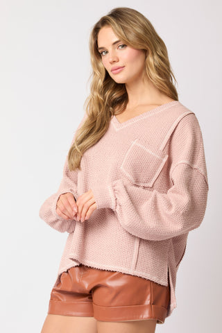Fantastic Fawn Mauve VNeck Pocket Top