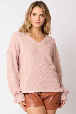 Fantastic Fawn Mauve VNeck Pocket Top