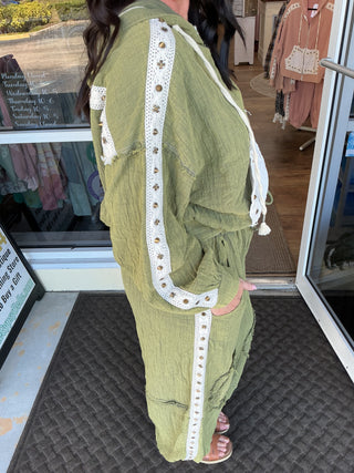 POL Vintage Hoodie Jacket Top w/ Stud Trim (3 COLORS)