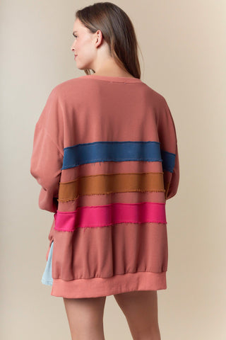 Fantastic Fawn Terracotta 3 Band Raw Edge Sweatshirt