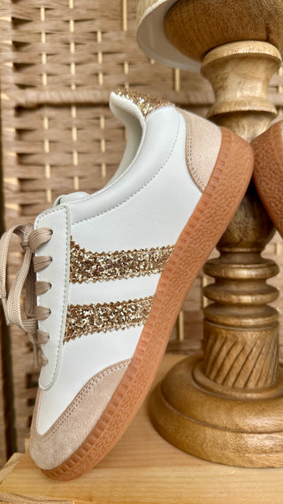 Alternate view of Corkys Heads Up Gold Glitter Trainer Sneaker
