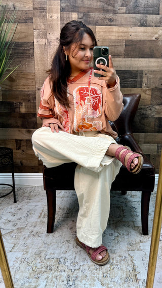 POL Dusty Coral 91 Long Slv Lightweight Hoodie Top