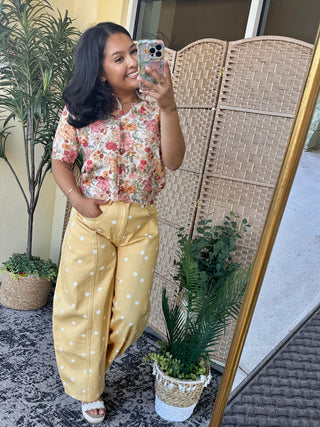 Alternate view of Build Me Up Buttercup Gypsy Fit Yellow Dotted Pants
