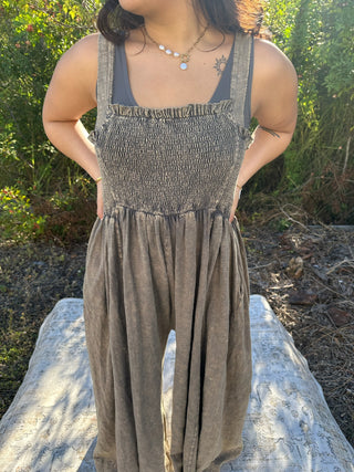 Oli & Hali Charcoal Washed Wide Leg Jumpsuit Romper