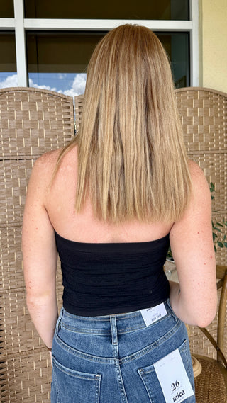 Alternate view of Petal Eyelet Black Bandeau Top
