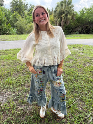 Front Row Seats Star Patchwork Crop Pants
