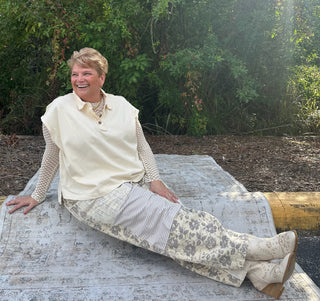 Peach Love Ecru Mineral Wash Sleeveless Top