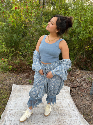 Oli & Hali Blue Paisley Splatter Long Sleeve Top