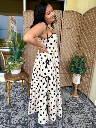 Alternate view of Tied Up For The Moment Dotted Maxi Dress
