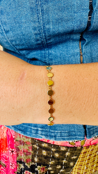 Gold Dot Disc Magnetic Closure Bracelet
