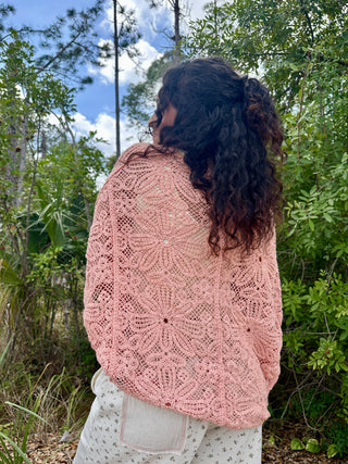 POL Peach Crochet Shrug Top