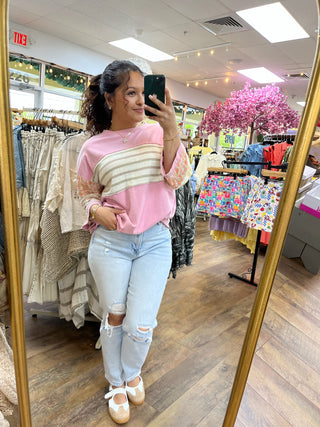 Alternate view of Cotton Candy Pink Stripe Top
