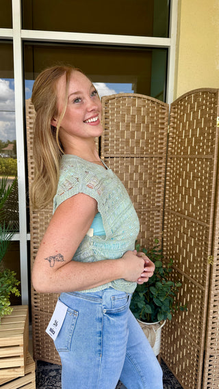 Alternate view of Cabana Pistachio Crochet Top
