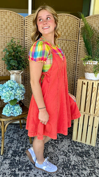 Alternate view of Easel Soak Up the Sun Romper Vintage Red
