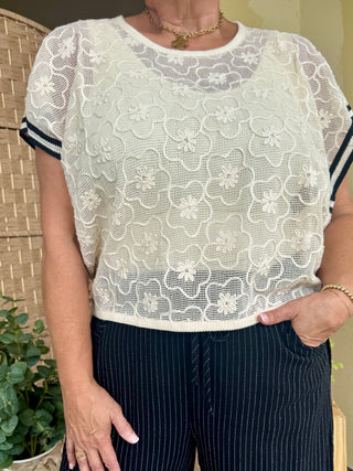 Alternate view of Human Nature Ivory Embroidered Top
