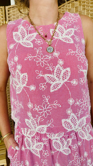 Alternate view of Apple Orchard Red Embroidered Skirt Set
