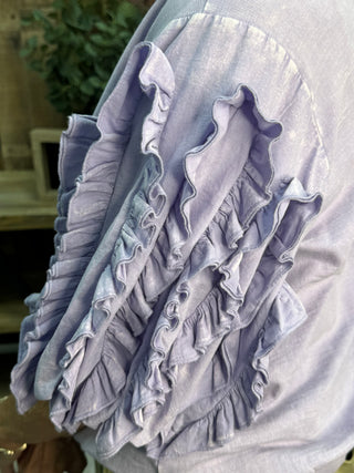 Alternate view of Easel Lavender Ruffled Bubble Sleeve Top
