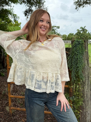 Risk It All NATURAL Dolman Lace Top OVERSIZED
