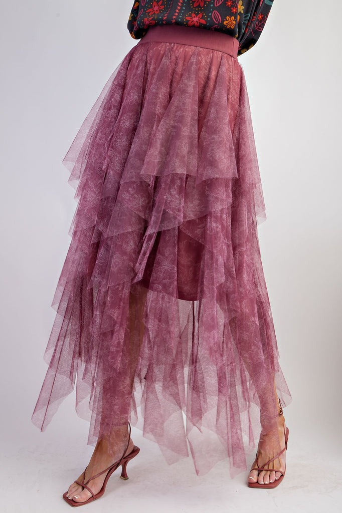 Easel - Plum Printed Tulle Ballerina Skirt - The Gypsy Belle Boutique