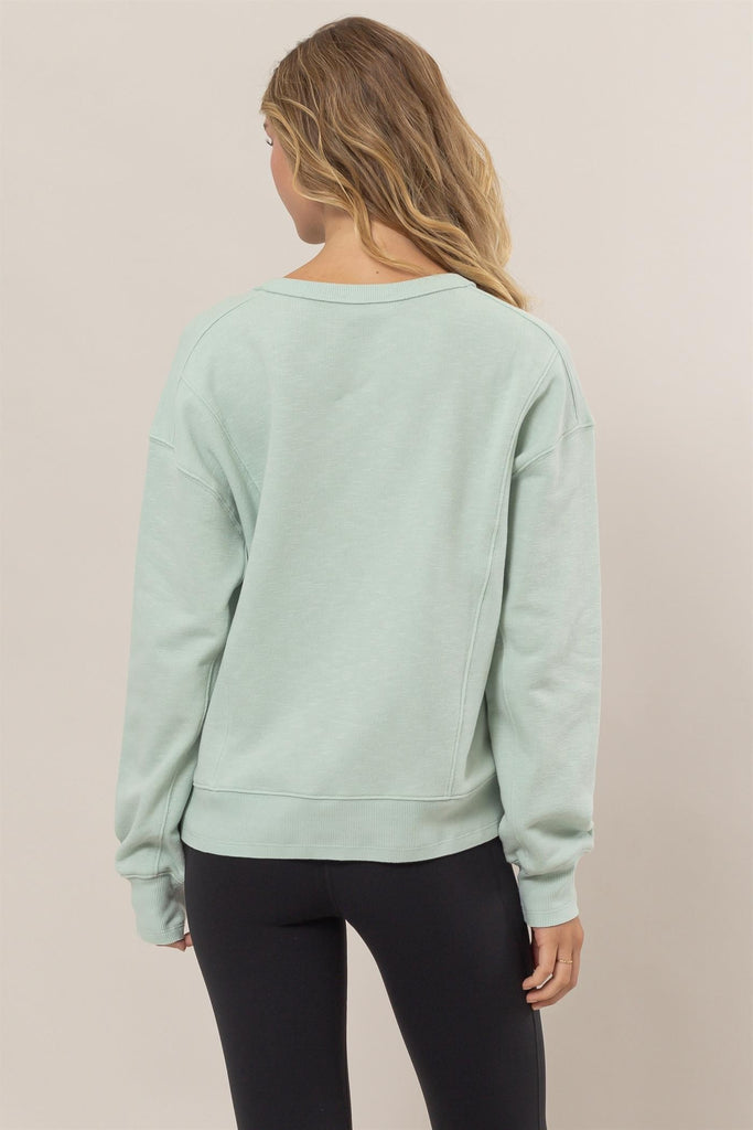 Oversized Seam Detail Mint Sweatshirt - The Gypsy Belle Boutique