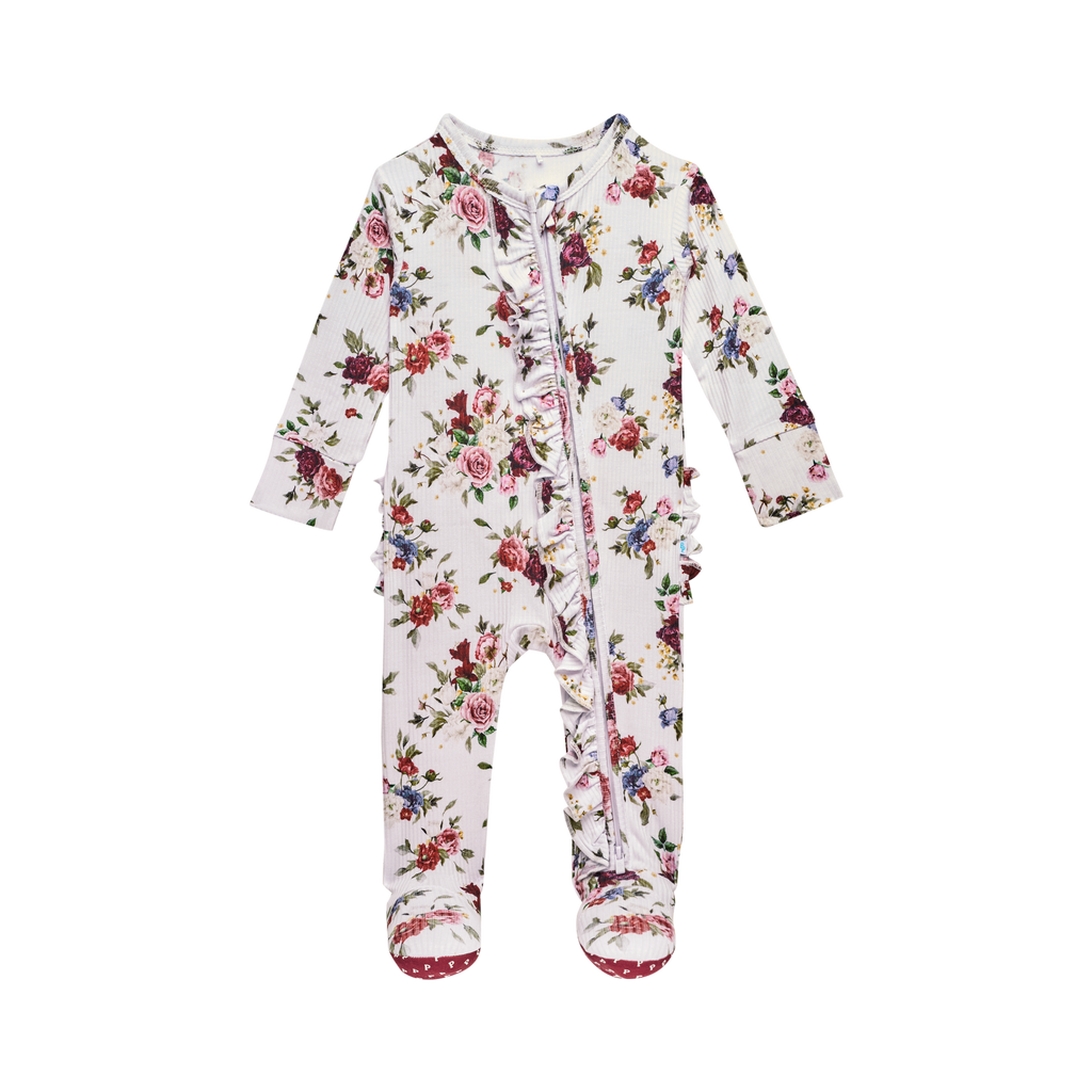 Posh Peanut - Newborn Philippa Ruffled Footie One Piece - The Gypsy Belle Boutique