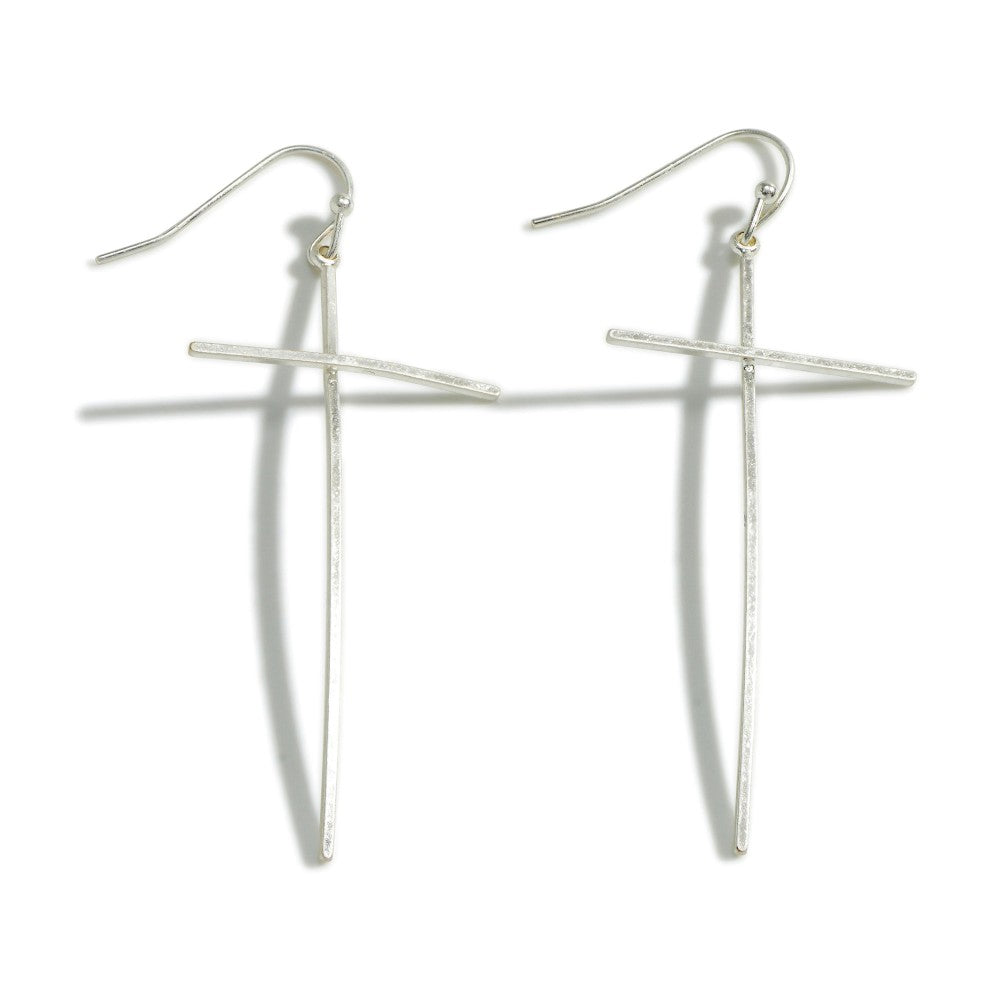 Thin Silver Cross Earrings - The Gypsy Belle Boutique