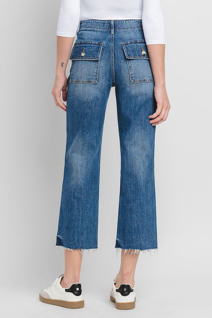 Lovervet - LV1355 High Rise Utility Straight Leg Crop Jean - The Gypsy Belle Boutique