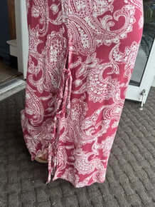 Red Paisley Print Side Tie Wide Leg Pants - Stylish and Comfortable, Perfect for Final Sale Deals