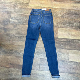 Women's FINAL SALE Judy Blue 82449 high waist, non-distressed skinny cuff jeans for a classic, stylish look.
