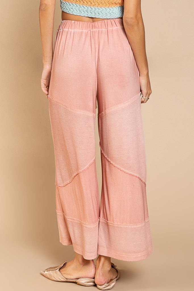 POL - Pink Contrast Wide Leg Pant - The Gypsy Belle Boutique