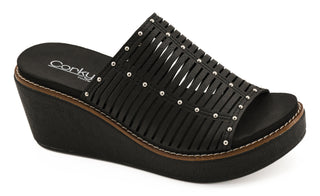 Alternate view of Corkys Much Better Black Strappy Wedge
