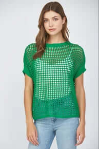 Chic Open Weave Crochet Sweater Top in Beige, Available in 2 Colors – Perfect for Stylish Layering, Fate Brand