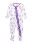 Purple Princess Castle Toile Ruffled Footie - The Gypsy Belle Boutique