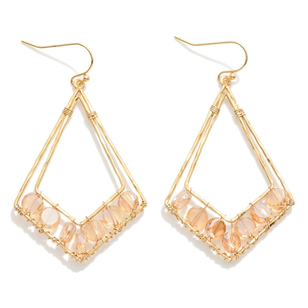 Champagne Bead Diamond Shape Drop Earrings - The Gypsy Belle Boutique