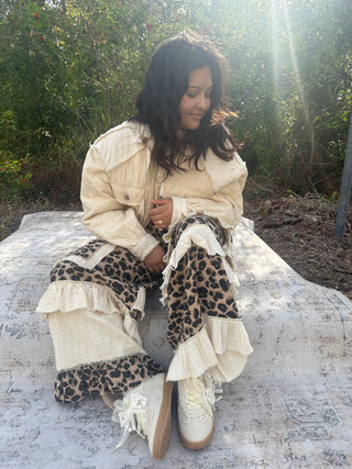 POL Relaxed Fit Denim Jacket w/ Quilting & Lace Accents (2 COLORS)