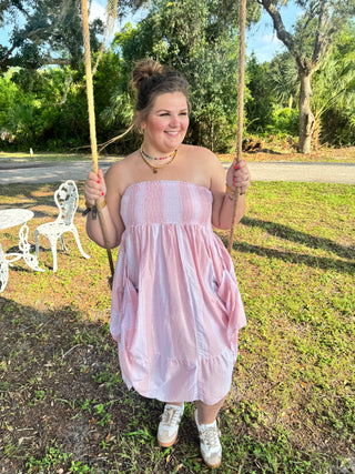Alternate view of Sweet Ella Pink Ruffled Gathered Dress
