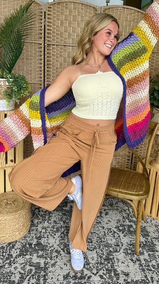Alternate view of Walking on a Thin Line CAMEL Relaxed Fit Pants
