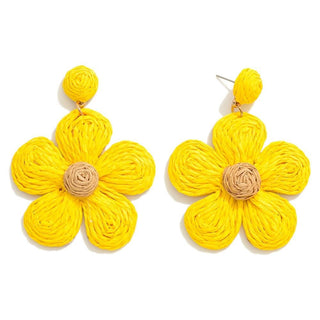 Yellow Daisy Raffia Earrings