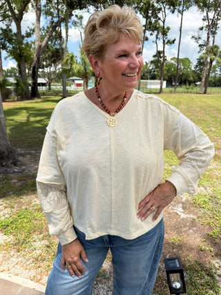 Alternate view of Sure Thing Natural Long Sleeve Top
