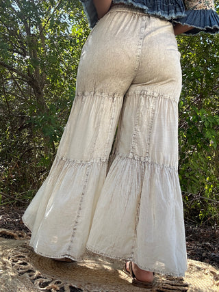 Alternate view of Young Threads Boho Tiered Ivory Latte Patchwork Pants
