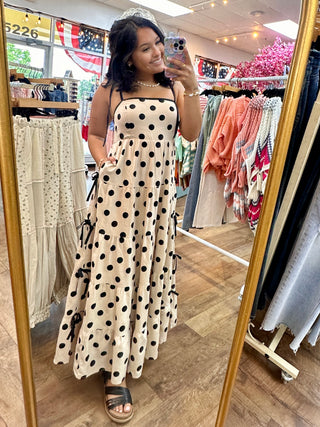 Alternate view of Tied Up For The Moment Dotted Maxi Dress
