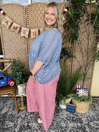 Alternate view of Under the Boardwalk Blue Dolman Top
