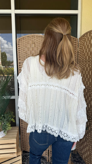 Alternate view of POL Cream Frills Southern Belle Top
