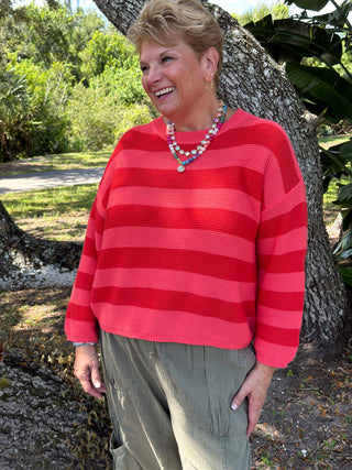 Sugar Rush CORAL Striped Sweater
